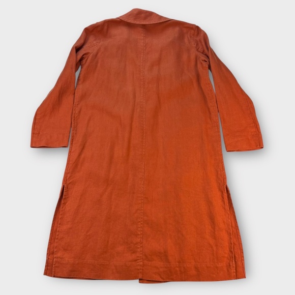 Eileen Fisher Linen Trench Coat Womens Lagenlook Minimalist Autumn Fall XS - S - Picture 8 of 15